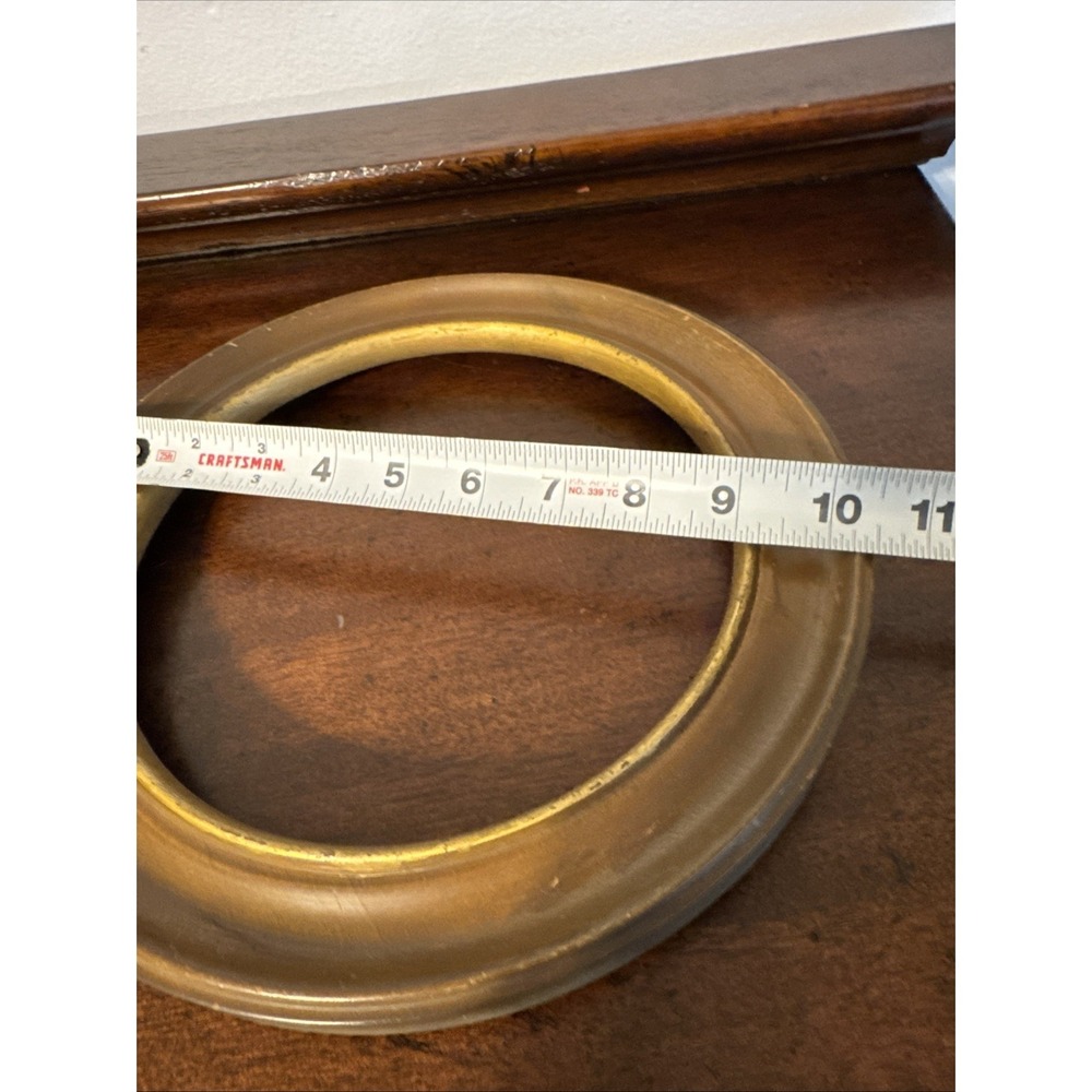 10.5" VTG Round Wood Plate Picture Frame Art Gallery Decor USA, Illinois - Picture 3 of 8
